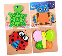 BESPORTBLE Rompecabezas de Madera 3D, Set de 4 Piezas Figuras de Insecto Volador, Mariquita, Tortuga y Búho, Juguete Educativo de Madera Pulida Seguro para Manos Infantiles, Adecuado