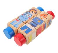 BESPORTBLE Rompecabezas giratorio de 2 piezas para niños - Juguete Montessori de madera para niños pequeños - Bloques de emparejar con forma de animales para el desarrollo infantil temprano - Juego de