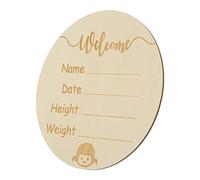 BESPORTBLE Señal de Llegada de Redonda de Madera Letrero Nombre para Anunciar el Nacimiento Letrero de Bienvenida para Recién Nacido para Habitación Infantil