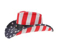 BESPORTBLE Sombrero Cowboy de Paja Patriótico para Hombre ala Ancha y Diseño Vintage, Ligero y Portátil Adecuado para Fiestas Temáticas Occidentales y Viajes