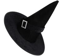 BESPORTBLE Sombrero De Bruja De Terciopelo Negro: Accesorio Elegante Y Místico Para Disfraz De Halloween.