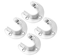 BESPORTBLE Soporte para Barra de Armario Acero Inoxidable 25 Mm, Base de Riel con Apertura en Forma de U, Grueso y Resistente, 4 Unidades con Tornillos para Organización de Ropa en Armarios