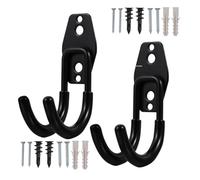 BESPORTBLE Soportes de Pared para Manguera de Jardín Resistentes de Metal Gancho Pequeño Negro Tornillos Incluido Organizador y Colgador para Almacenamiento y Riego Pack de 2 Unidades