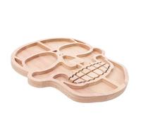 BESPORTBLE Tabla de Aperitivos para Halloween Forma de Calavera Bandeja de Madera Compartimentos para Quesos Embutidos y Frutas Plato Decorativo para Fiestas y Reuniones