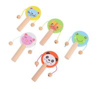 BESPORTBLE Tambores De Madera Sonajeros Para Bebés y Niños Pequeños, Juguetes De Educación Temprana, 5 Piezas De Dibujos Animados, Colores Surtidos, Juego Sensorial y Desarrollo Motriz Infantil