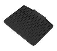 BESPORTBLE Tapete de Silicona Antideslizante para Secar Platos Resistente al Calor Diseño Inclinado y Orificio para Colgar Esterilla de Secado Grande Negra para Cocina y Fregadero
