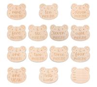BESPORTBLE Tarjetas Mensuales para Bebés de Madera sin Bordes Ásperos Superficie Suave, 14 Piezas para Registrar Hitos de Crecimiento en Casa o Fiesta
