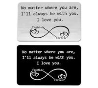 BESPORTBLE Tarjetas Metálicas de Acero Inoxidable 2 Piezas Plateado y Negro Palabras Grabadas para Cartera Obsequio Romántico de San Valentín y Aniversario Detalle Decorativo Duradero