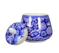 BESPORTBLE Tarro de Almacenamiento de Cerámica Azul Estilo Chino, 870 Ml, Tarro Sellado para Té y Especias, Bote Práctico para Cocina y Decoración del Hogar