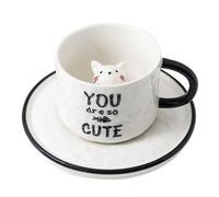 BESPORTBLE Taza de Café de Cerámica de Color Claro 220 Ml Diseño 3d de Gato Taza Infantil de Dibujos Animados y Café para Hogar Oficina y Restaurante