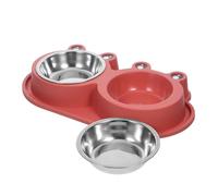 BESPORTBLE Tazón Doble para Perros y Gatos con Diseño de Foso Antiderrames y Base Antideslizante para Alimentación Segura en Interiores de Mascotas Pequeñas y Medianas