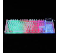 BESPORTBLE Teclado Mecánico RGB para Juegos, Completo USB, Diseño Bicolor Blanco y Rosa, 104 Teclas Retroiluminación, Accesorios Gamers, Conexión por Cable para Pc Gaming Ergonómico