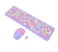 BESPORTBLE Teclado y Ratón Inalámbricos USB para Portátil y Pc, Conjunto Compacto Color Púrpura Mezcla, Diseño Ergonómico, Sin Batería, Adecuado para Oficina y Uso Diario