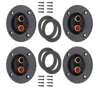 BESPORTBLE Terminales de Altavoz Redondos de 31 Pulgadas Conector de Caja de Subwoofer Resorte y Tornillos Kit de 4 Piezas Color Negro para Audio DIY Automóviles Barcos y Hogar