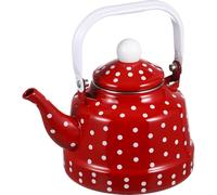 BESPORTBLE Tetera de Esmalte Rojo con Filtro Integrado Hervidor Vintage para Cocina para Infusiones y Café Mango Aislante Resistente al Calor