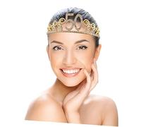 BESPORTBLE Tiara de Cumpleaños de 50 Años Diadema de Reina Peine Cristal Dorado Diseño Ondulado Gemas de Imitación Accesorio para Mujer Fiesta y Aniversario de Boda