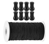 BESPORTBLE Tiradores de cordón para Cortinas enrollables Negros de poliéster y Pom, Accesorios para persianas Interiores y Exteriores, Juego de 1 Set con Cuerda de tracción de 1,8 mm