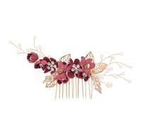 BESPORTBLE Tocado De Boda Novia Floral Paseo Flores Mujer Nupcial Falso Fiesta Dama De Honor Casarse Cabello Peine Diamante Rojo