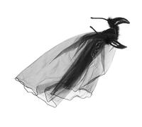 BESPORTBLE Tocado De Halloween Tocado Gótico Diadema De Cuernos De Dia De Muertos Diadema Con Cuernos De Oveja De Velo Negro Velo De Novia De Halloween Malla Black