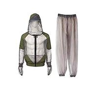 BESPORTBLE Traje para exteriores para hombres y mujeres: 1 juego de chaqueta de malla transpirable con capucha y pantalones. Protección de ropa de red contra insectos, moscas, mosquitos, que no se ven