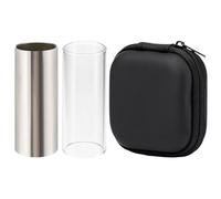 BESPORTBLE Tube Guitar Slide, Glass and Stainless Steel Slide Set with Guitar Slides Holder and Carrying Case, Acoustic Guitar Accessory for Practice and Live Blues Performances