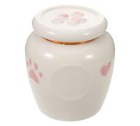 BESPORTBLE Urna de cerámica para Mascotas - 600 ml/20 oz - Pequeñas y adorables urnas conmemorativas para Perros y Gatos con Estampado de corazón y Pata - Recuerdo para Cenizas y pelos - Recuerdo de