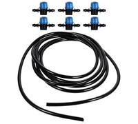 BESPORTBLE Válvula de Control Ajustable para Pecera con Conector de Manguera de Silicona Negra 3 M, Kit de 7 Piezas con 6 Tapas Azules para Acuario, Tubería de 4 Mm para Sistemas de Agua