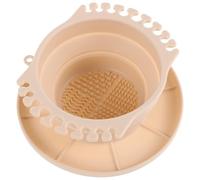 BESPORTBLE Vaso Plegable Portátil y Ligero Paleta Integrada para Lavado de Pinceles Silicona Beige para Sesiones de Pintura Diaria y Acuarelas al Aire Libre