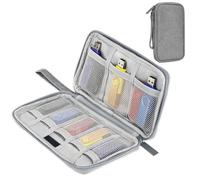 BESPOTCL Bolsa de almacenamiento USB para memorias USB, accesorios electrónicos, organizador con 11 ranuras compatible con SanDisk, SamData, tarjeta SD, cable, gris