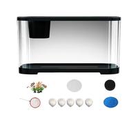 Besreey Acuario Pecera | Pecera Pequeña para Escritorio - Kit Acuático Completo con Accesorios Decoración de Escritorio para Principiantes y Adultos