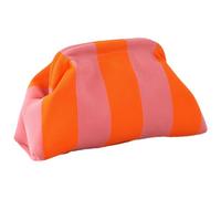 Besreey Bolso de mano a rayas, 31 x 17 x 13 cm, bolso de mano tejido con bloques de color, bolso de mano a rayas, bolso de mano tejido para mujer, bolsa de albóndigas a rayas para playa, cena, bodas