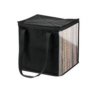 Besreey LP - Caja de Almacenamiento de Discos de Vinilo, Caja de Discos de 12 Pulgadas con asa, Ventana Transparente, Caja de Vinilo Negro