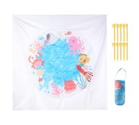 Besreey Piscina de playa, piscina plegable y manta de playa con bolsa de almacenamiento, esterilla de arroz portátil con picos de suelo, juguete acuático 2 en 1 para familia, lago, camping, parque