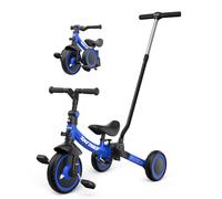 besrey 7 en 1 Triciclo para niños pequeños con manija de Empuje de dirección para 1-5 años,Triciclo,Bicicleta,Carro de Equilibrio,Caminante, Altura del Asiento Regulable,Azul