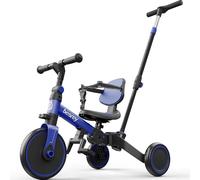 besrey Bicicleta para niños pequeños con manillar controlado por padres para niñas y niños de 1 a 3 años, triciclo deslizante plegable para niños con pedales desmontables, asiento ajustable en altura