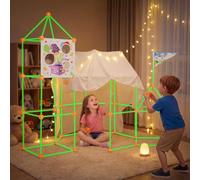 besrey Kit Construcción Fuertes para Niños 144 Piezas con Juego de Lanzamiento, Brilla Oscuridad, Cabañas Niños, Tienda Campaña, Castillos, Túnel 5+ Años Juguete Stem Creativo