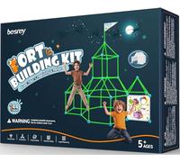 besrey Kit Construcción Fuertes para Niños 144 Piezas con Juego de Lanzamiento, Brilla Oscuridad, Cabañas Niños, Tienda Campaña, Castillos, Túnel 5+ Años Juguete Stem Creativo