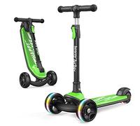 besrey Patinete para niños - Big Wheels Plegable con Luces LED Intermitentes para niños y niñas, 4 Niveles de Altura Ajustable, Tabla Ancha para niños de 3 a 10 años