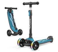 besrey Patinete para niños - Patinete plegable con ruedas grandes con luces LED intermitentes para niños y niñas, 4 niveles de altura ajustable, patinete de 3 ruedas para niños de 2 a 10 años con