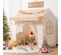 Besrey Tienda de Juego para Niños con Toldo, Casita Infantil 2 en 1 con Luz LED, Bandera y Alfombra Acolchada, Ideal para Interior y Exterior como Tienda de Campaña Infantil, Tipi Infantil