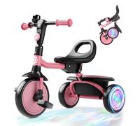besrey Triciclo para niños con ruedas flash, para niños de 2 años a 5 años, triciclo para niños con campana, regalo para niños de 2 a 5 años, regalo y juguete para niños y niñas, triciclo