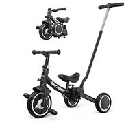 besrey Triciclo para niños pequeños 7 en 1 con manillar deslizante para 1-5 años, ruedas plegables, bicicleta para niños pequeños con enganche de rueda, ruedas grandes, pedales extraíbles, asiento