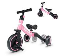 besrey Triciclos para Niños, 5 en 1 Un Bici polivalente, Adecuado para niños de 1-4 años,Triciclo,Bicicleta,Carro de Equilibrio,Caminante, Altura del Asiento Regulable, Rosa