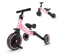 besrey Triciclos para Niños, 5 en 1 Un Bici polivalente, Adecuado para niños de 1-4 años,Triciclo,Bicicleta,Carro de Equilibrio,Caminante, Altura del Asiento Regulable, Rosa