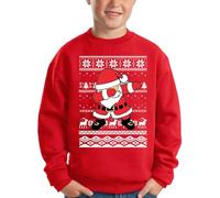 BesserBay Sudadera con cuello redondo para niños, con estampado de Papá Noel, unisex, 110-164, 116 cm