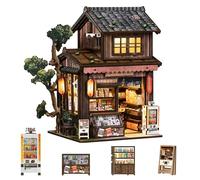 Besserite Kit de Maquetas Diorama, Book Nook Japonés con Luces, Miniaturas de Casas DIY, Puzzle 3D Decorativo para Librería, Kit de Miniaturas para Adultos, Aman Construir