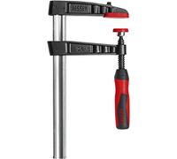 BESSEY TG7.024+2K Abrazadera para carpintería, estilo F con mango de madera, almohadillas reemplazables, 5,1 x 15,2 cm y 5,1 x 30,5 cm, 272 kg, rojo/negro/plateado
