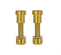 Besshepplo 2 pernos y tuercas de aleación de metal M5 x 18 mm para manillar de bicicleta de montaña y carretera, color dorado, negro, ligero, de alta resistencia, finamente pulido (dos dorados)