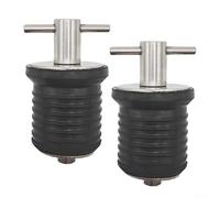 Besshepplo 2 unids barco drenaje T mango acero inoxidable barco Snap Drenaje Marino Twist goma para marina para yate para kayak tanque de sentina puertos 25MM