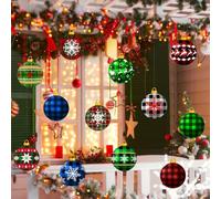 Besshepplo 24 letreros decorativos de Navidad al aire libre, adornos de doble cara, coloridos letreros colgantes de plástico PP para patio, jardín, árbol, decoración festiva, resistente a la
